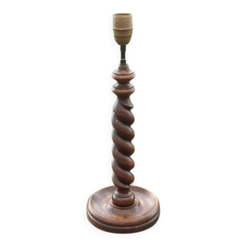 Pied de lampe Art déco en bois torsadé