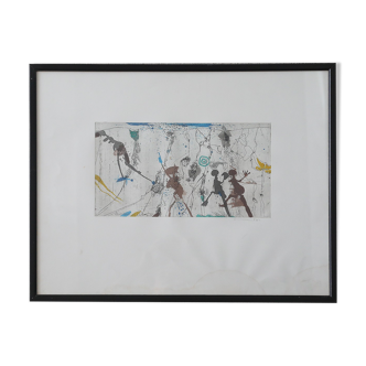 Armin Sandig, Schlümpfe, Color Etching, 1987, Framed