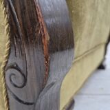 1950s, Danish relax armchair, green furniture velour, beech wood.