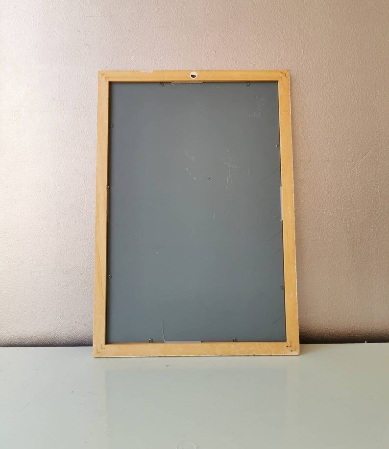 Vintage floral wooden mirror 80s 34x49cm