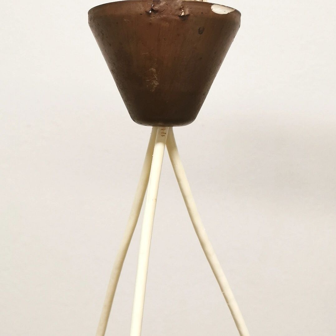 Scandinavian metal and opaline glass pendant lamp, 1950