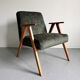 Restored Vintage Mid Century Modern Armchair, Forest Green Lounge Chair