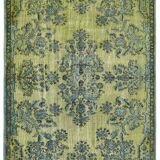 Overdyed Wool Vintage Handmade Carved Rug 169 cm x 288 cm