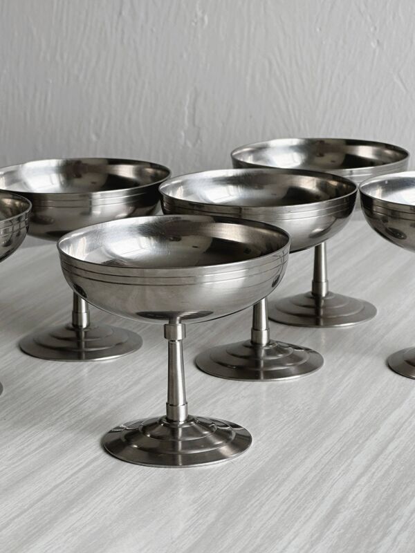 6 coupelles sur pied en inox MAT style Letang Remy