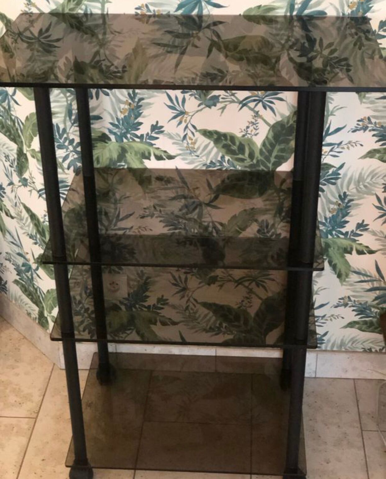 Service, TV stand on wheels in smoked glass Erard