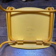 Duo of vintage Grofilex child kindergarten chairs yellow plastic