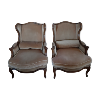 2 fauteuils Louis XV à oreilles