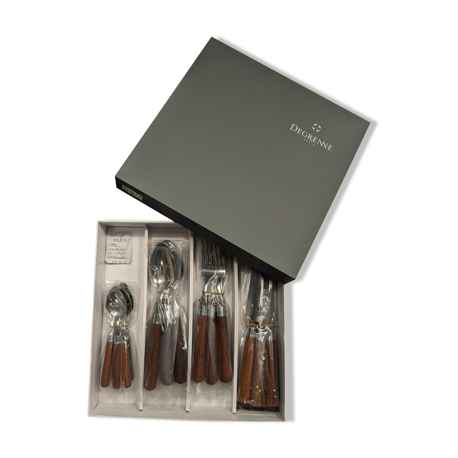 Housewife 24 cutlery stainless steel wooden sleeves Guy Degrenne