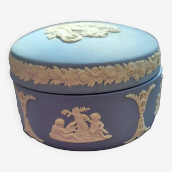 Blue Wedgwood biscuit box