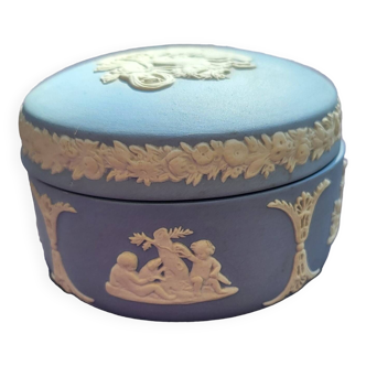 Blue Wedgwood biscuit box