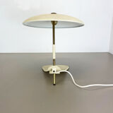 Modernist kalmar sytle Bauhaus beige metal and brass desk light, Austria, 1950s