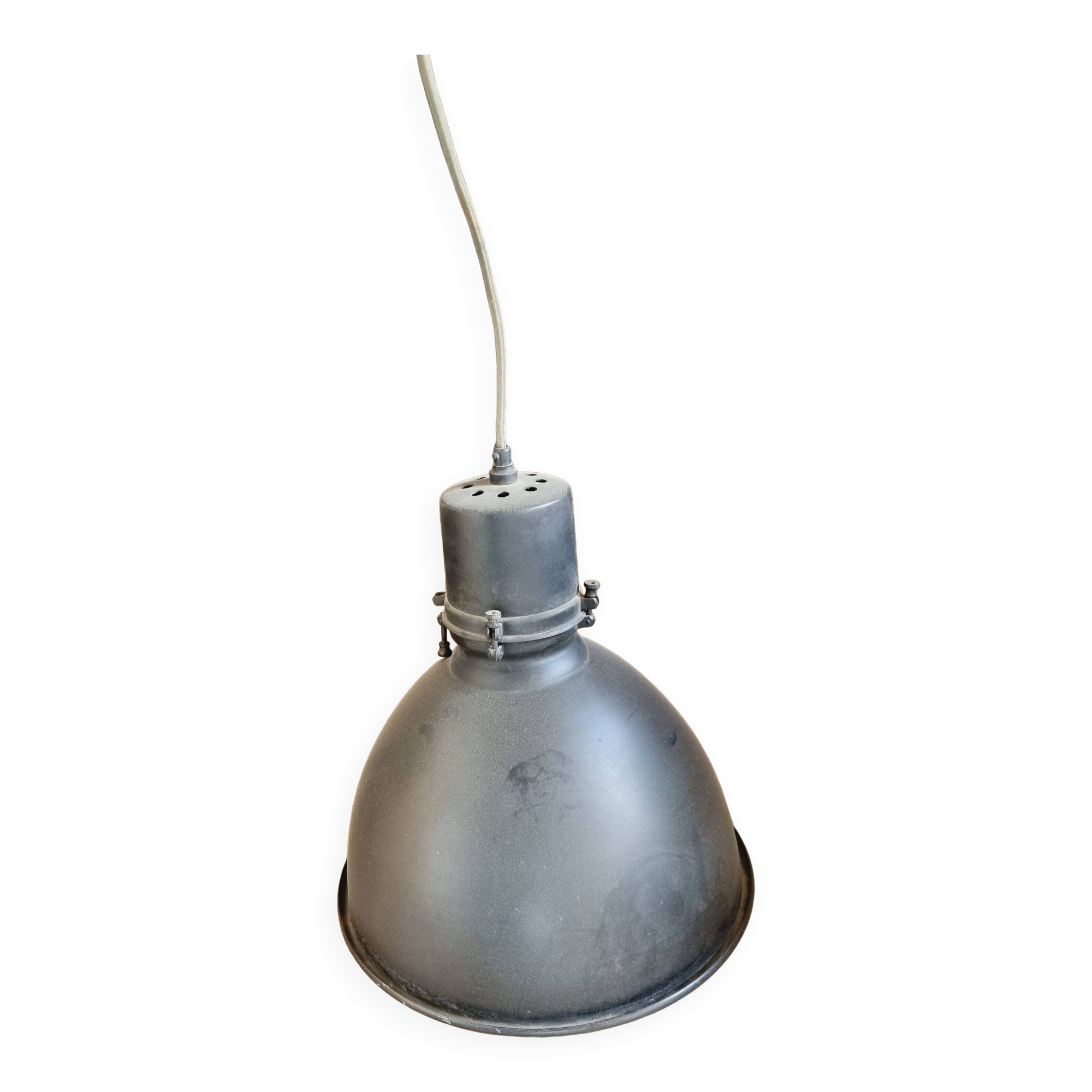 XL black enamelled metal pendant light