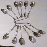 Set of 12 spoons with sugar tongs