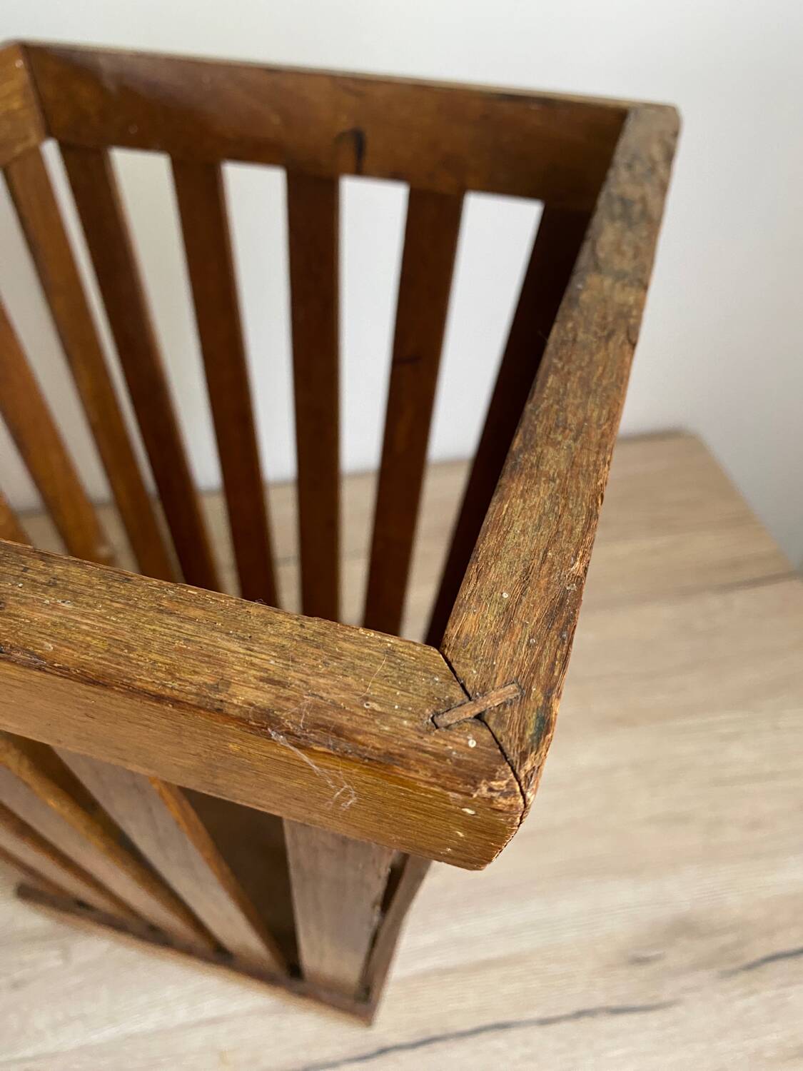 Old art deco basket style Frank Adnet design slatted waste paper basket