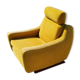 Armchair of the 70s velvet base sleigh in solid mahogany
