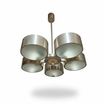 Vintage Aluminum & Glass Chandelier, Germany, 1970s