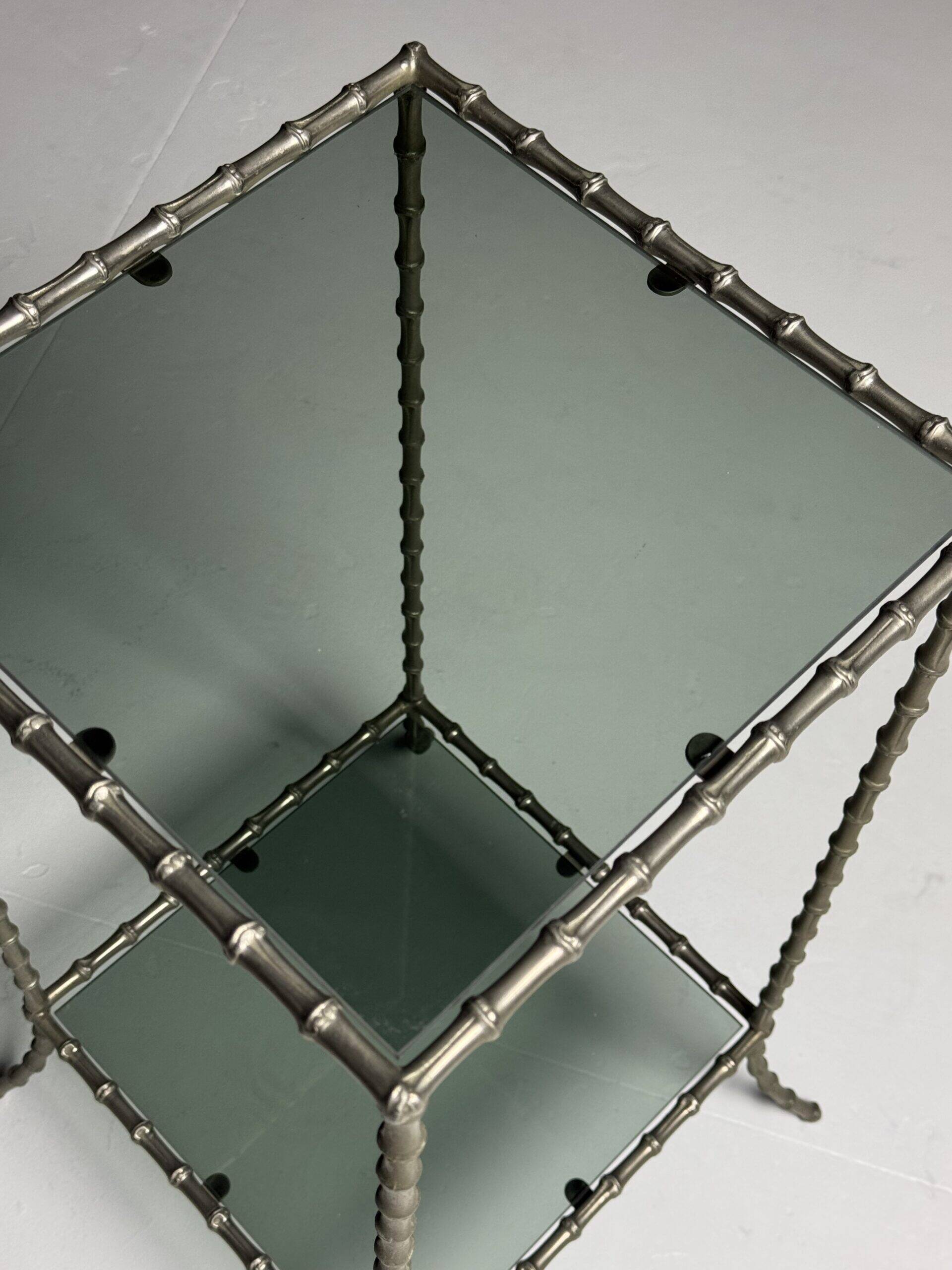 Faux bamboo side table metal