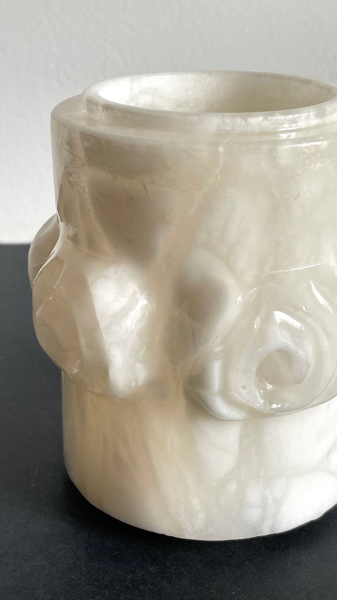 Vintage alabaster stone pencil pot