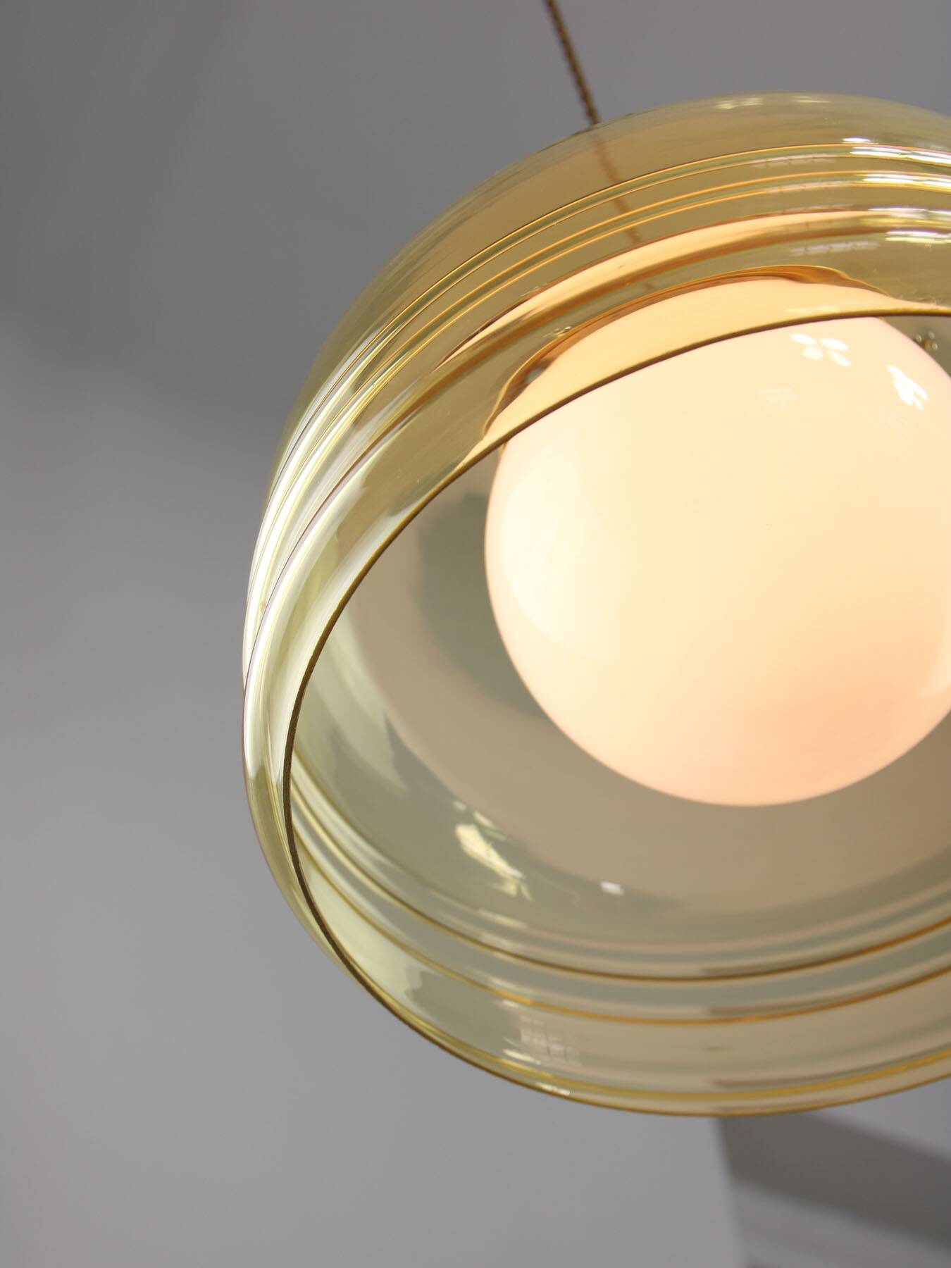 Vintage Italian Chrome and Glass Pendant Lamp, 70s