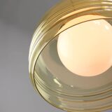 Vintage Italian Chrome and Glass Pendant Lamp, 70s