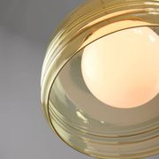 Vintage Italian Chrome and Glass Pendant Lamp, 70s
