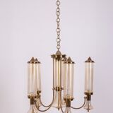 Lustre vintage des années 60 en laiton et verre design japonais