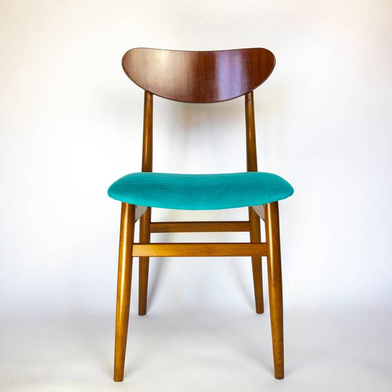 Blue wooden dining chairs, Italy 1950s