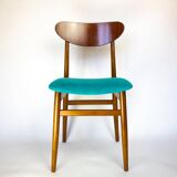 Blue wooden dining chairs, Italy 1950s