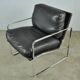 Black leather and metal armchair, 1980s