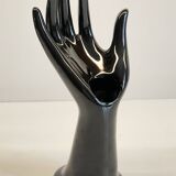 Handmade vintage black ceramic ring sizer vase