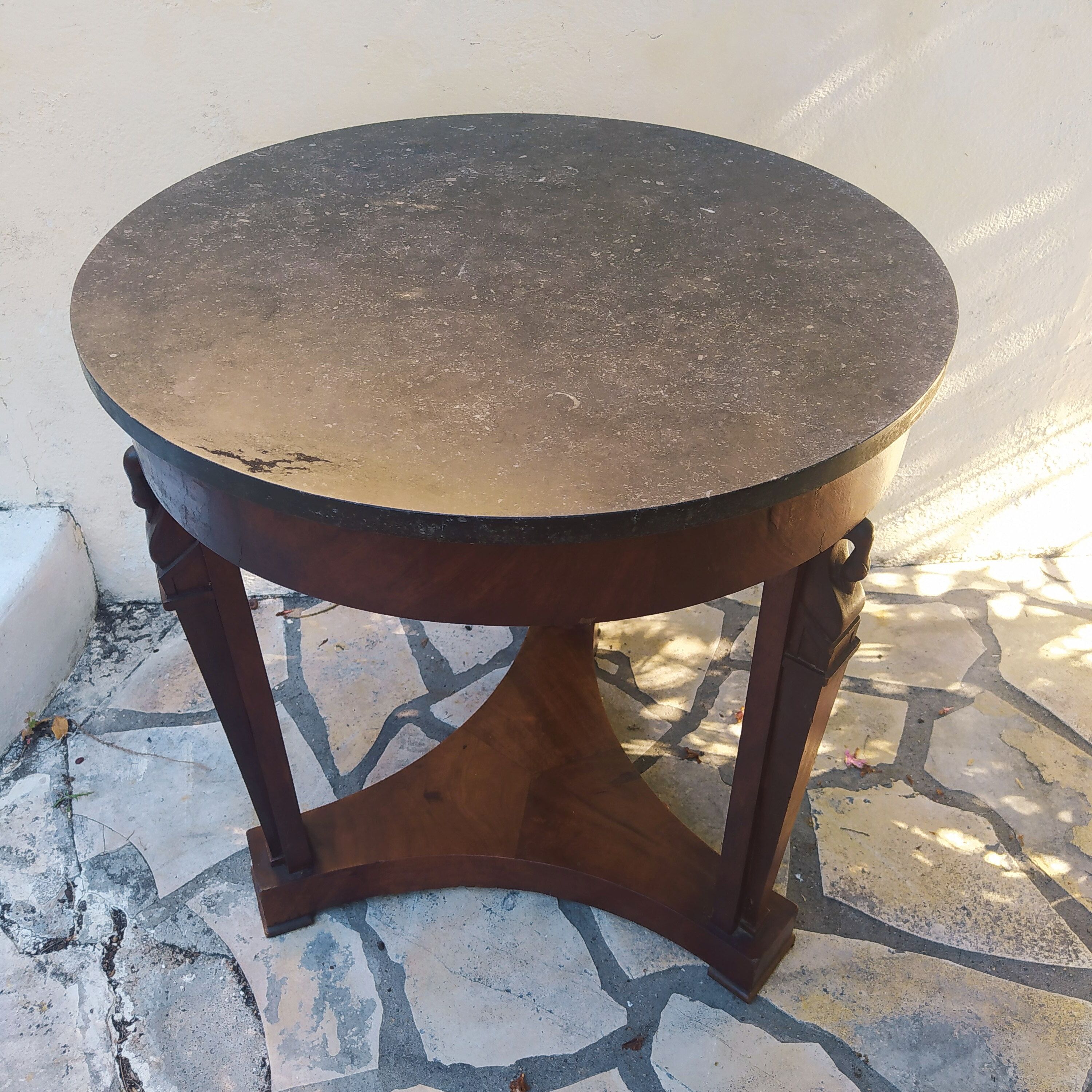 pedestal table Empire mahogany and marble period