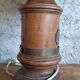 Antique turned wood lamp with engraved brass, Royal Adelaide.
