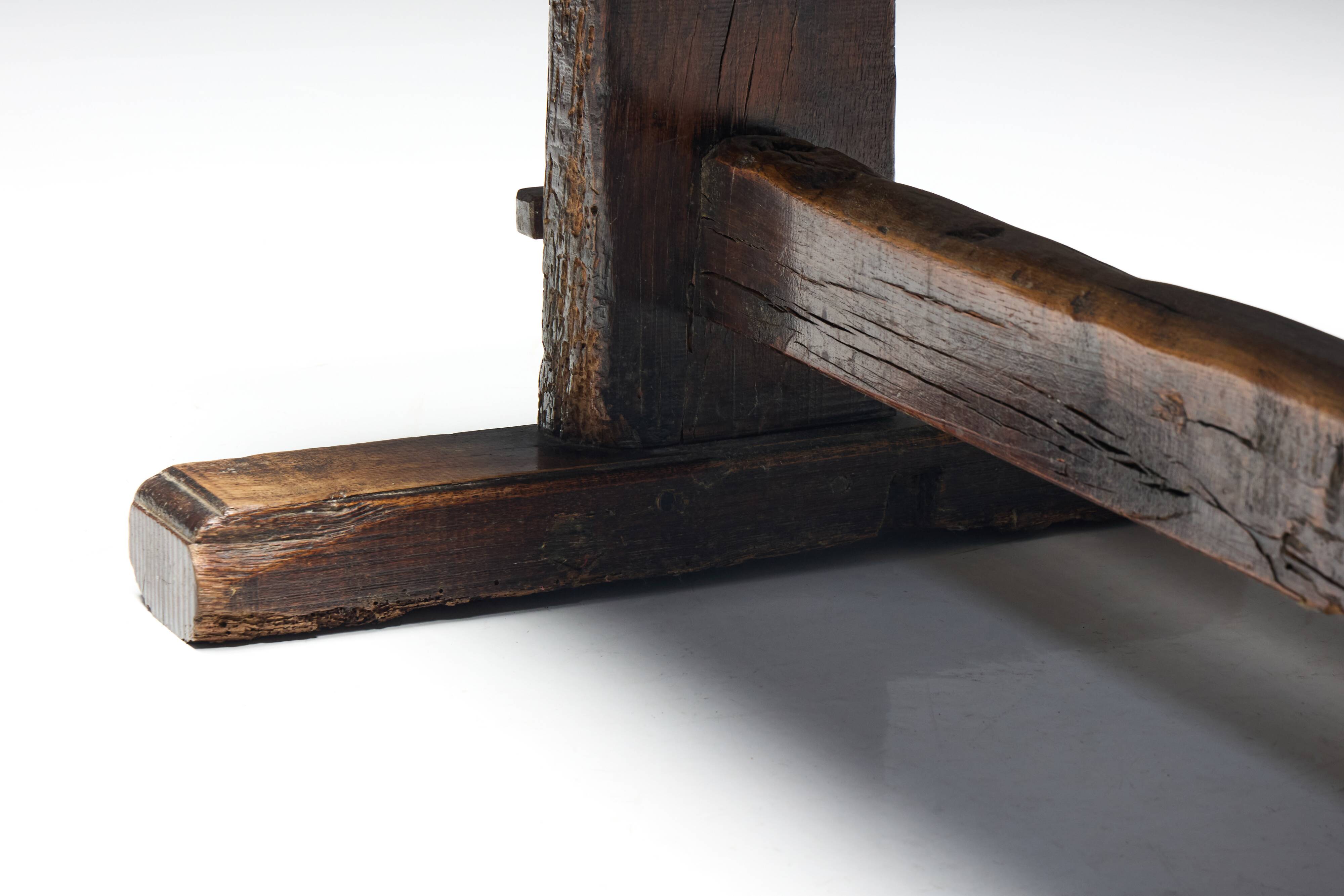 Robust Travail Populaire Farm Table, France, 19th Century