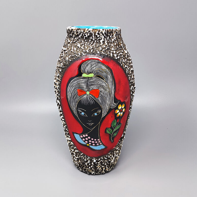 1960s Stunning Lava Vase by Melior, Made in Italy