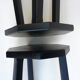 Black brutalist wooden stools, set of 2