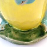 Frog pitcher, glazed ceramic, slipware, signed Athezza Franca