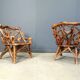 Rustic wood and knotted root armchairs, set of 4 - 1960s
