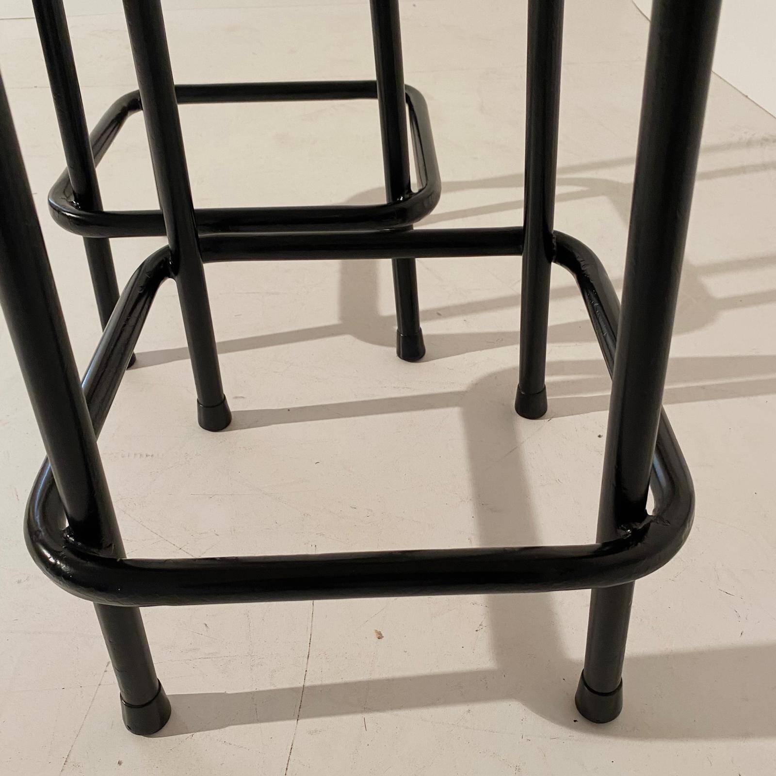 Vintage velvet and iron stools, set of two, Italy 1960s.