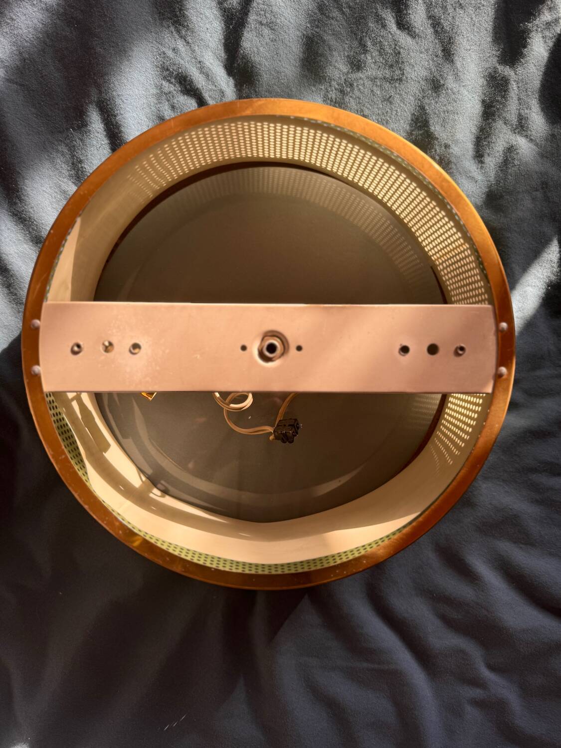 Lunel ceiling light / Porthole / Brass, perforated metal and glass