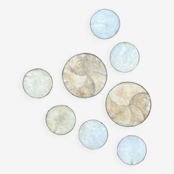 Mother-of-pearl and brass coasters