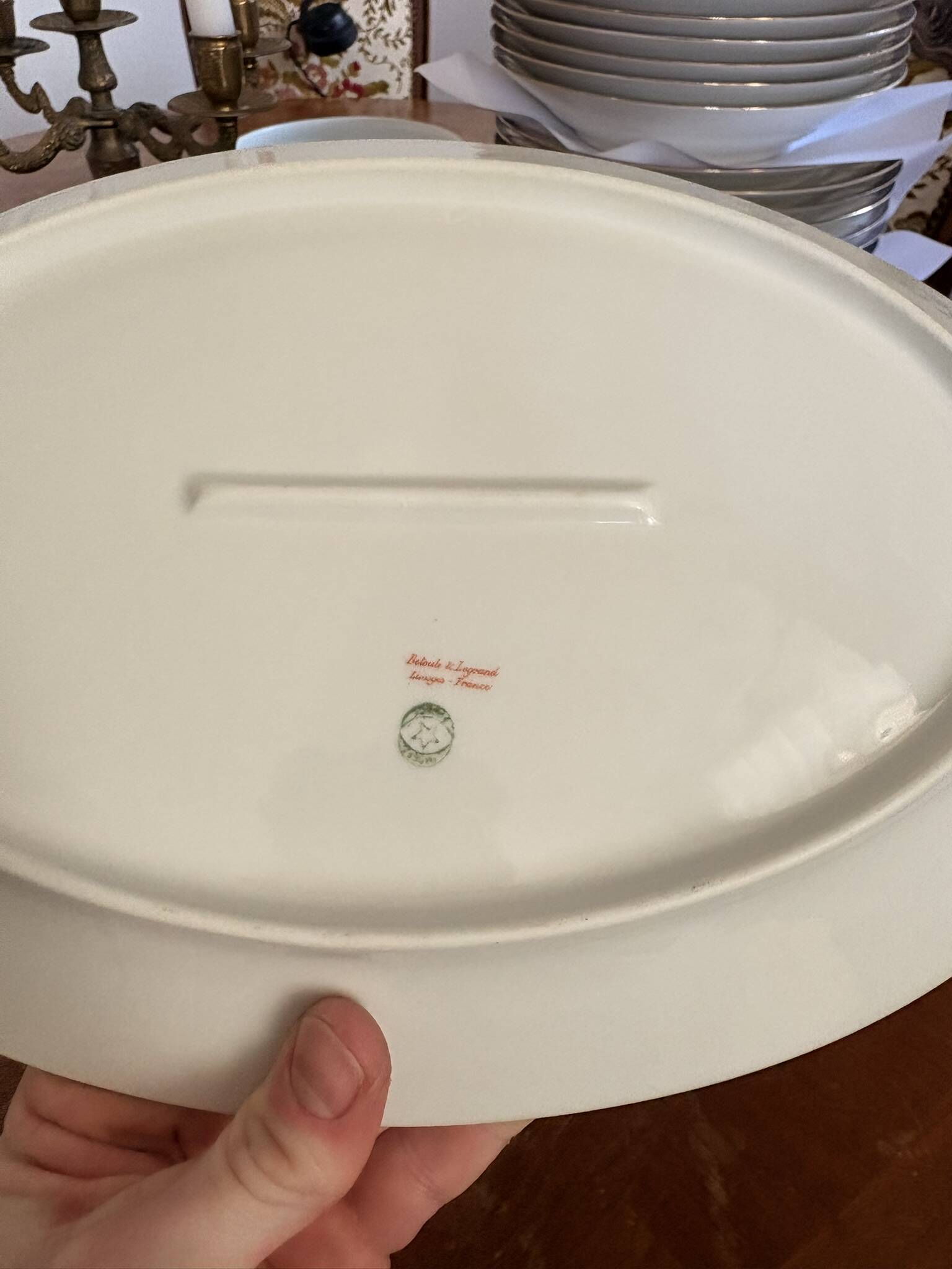 Old Oval Plate 34x23cm Limoges Porcelain Betoule & Legrand