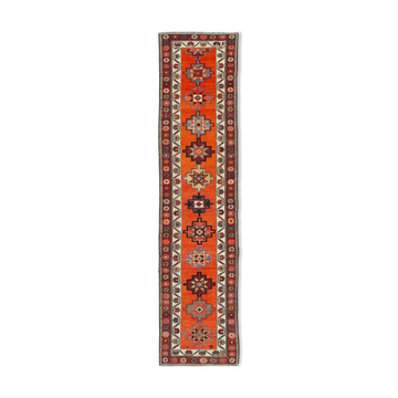 Tapis antique turc orange noué à la main 90 cm x 382 cm