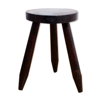 Ancien tabouret en bois massif