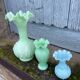 Three Art Deco opaline vases