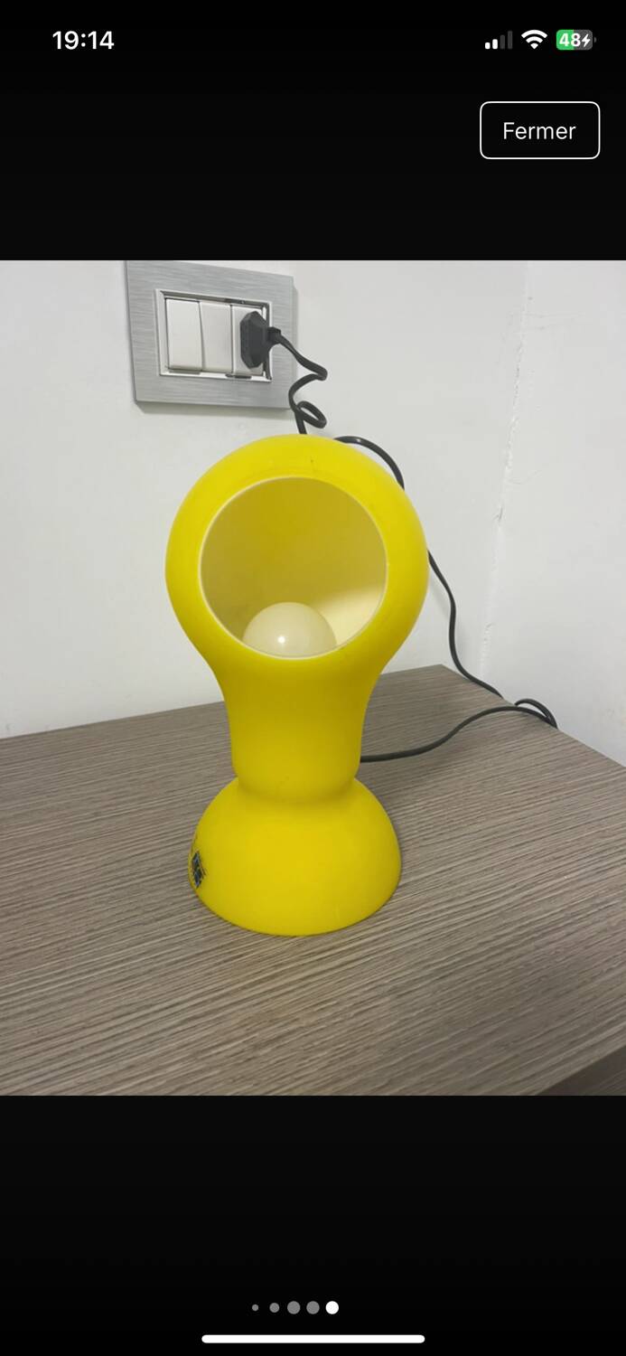 Lampe De Table Design jaune  Bulbo Aureliano Toso Murano  Space Age