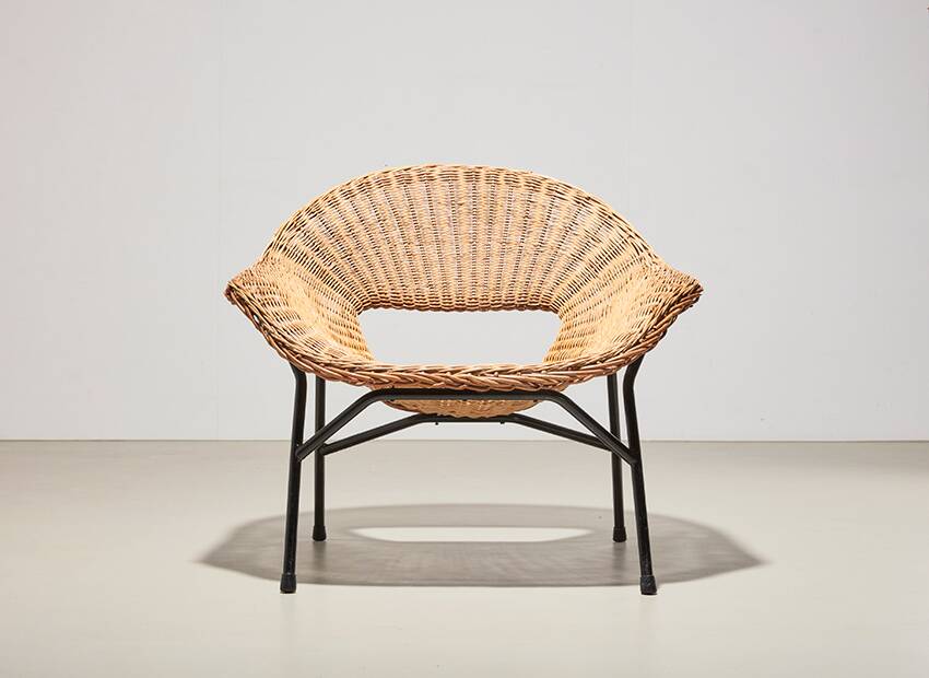 Rattan Lounge Chair by P.J. Muntendam for Gebr. Jonkers Netherlands 1954