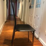 Lot of 6 black chairs leather and chrome Lapalma
