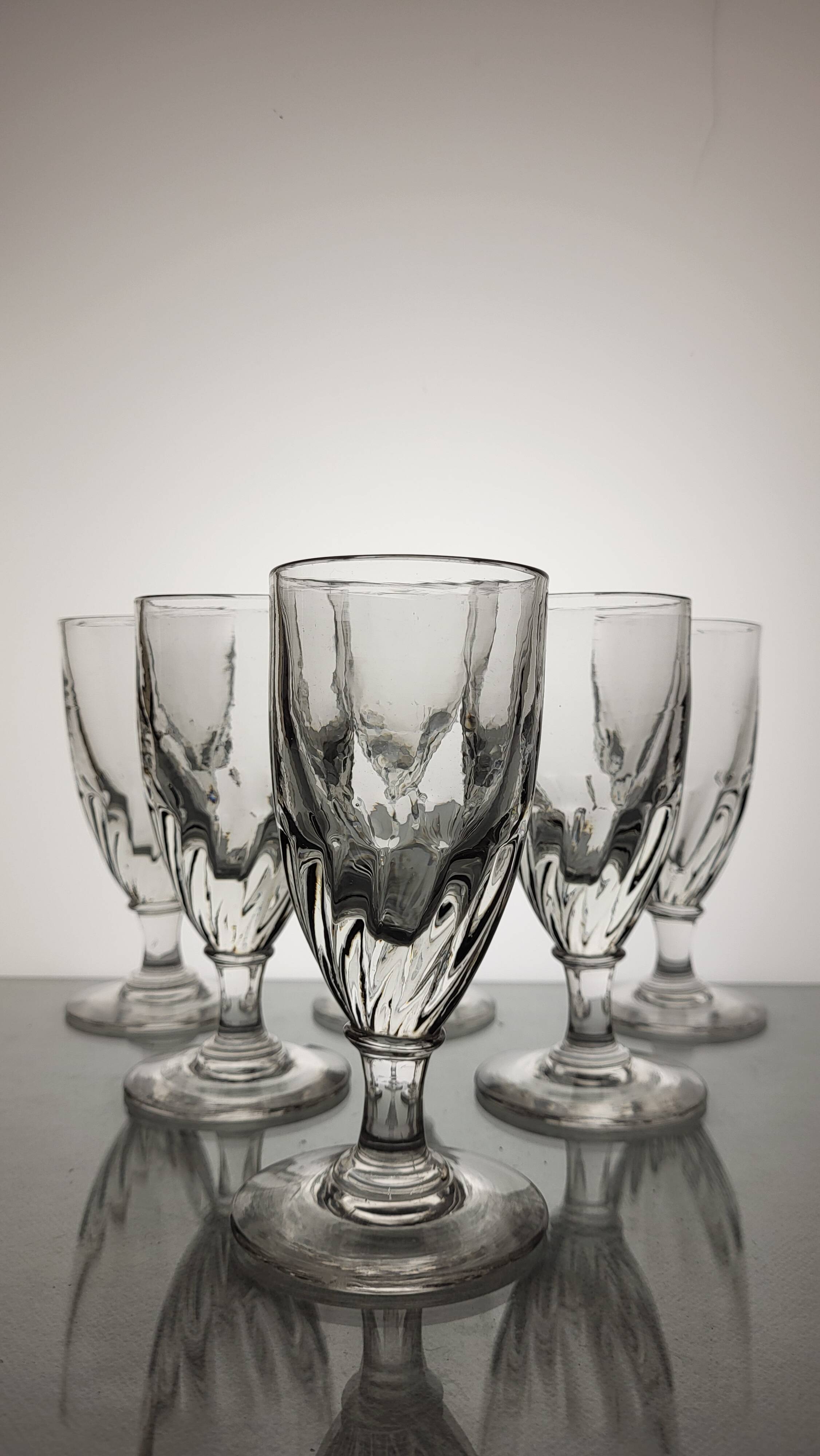 6 19th century wine/absinthe glasses