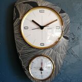 Clock vintage formica wall clock silent barometer "Manufrance"