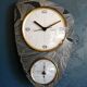 Clock vintage formica wall clock silent barometer "Manufrance"